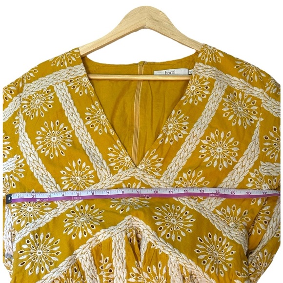 🔆 Free People, Harni Alexia Yellow Long Sleeve Mini Dress, Size Medium US 8 - Picture 9 of 11